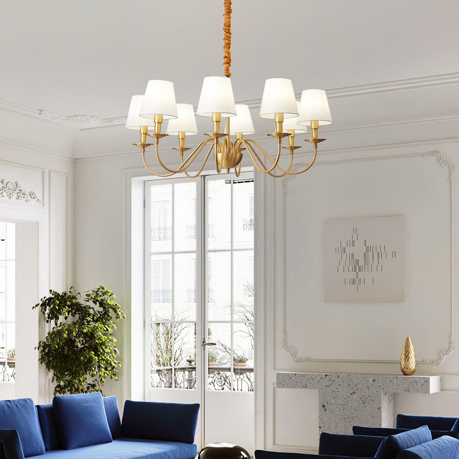 Auruora Chandelier Brass Fabric Shade Classic
