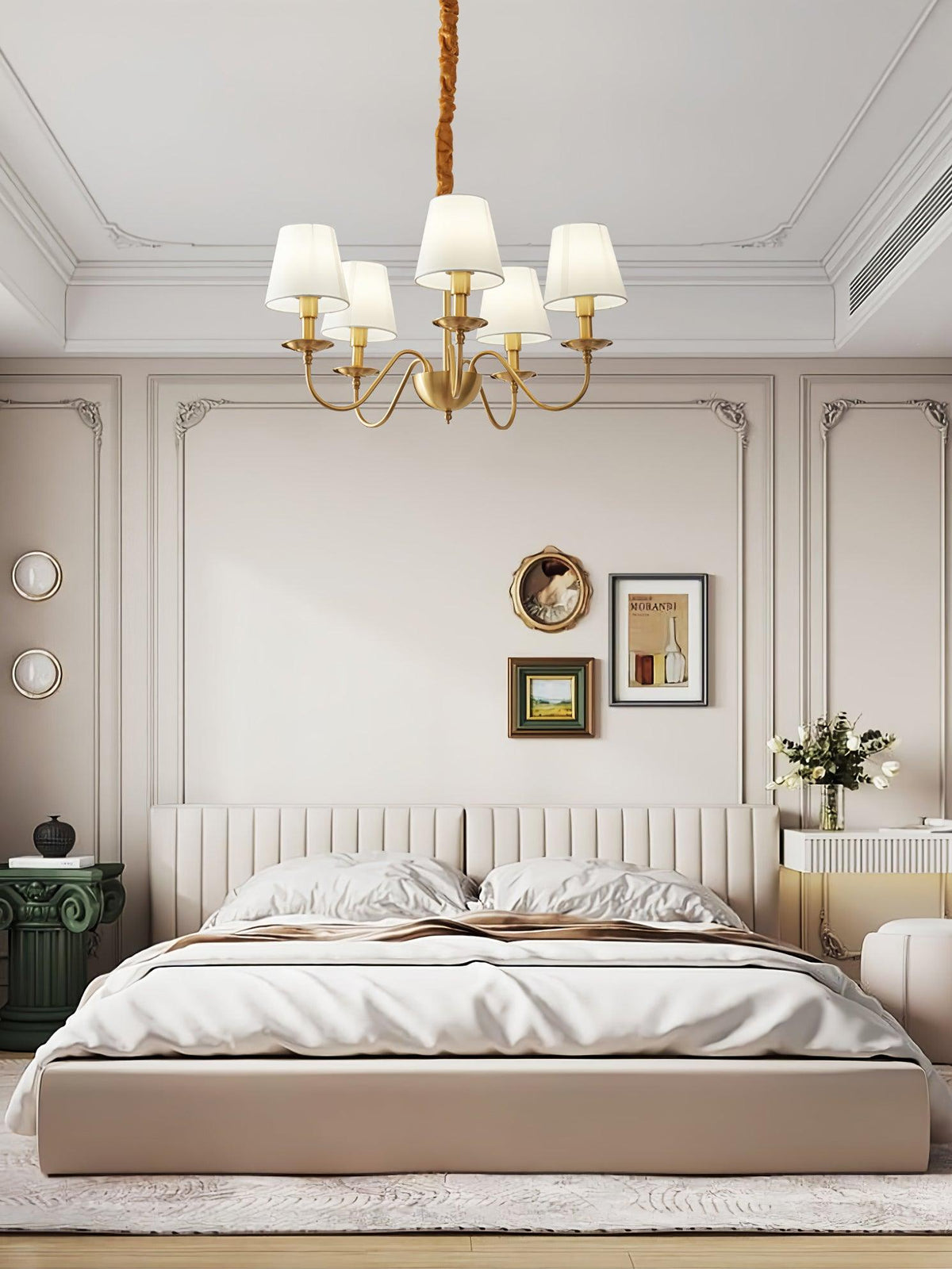 Auruora Chandelier Brass Fabric Shade Classic