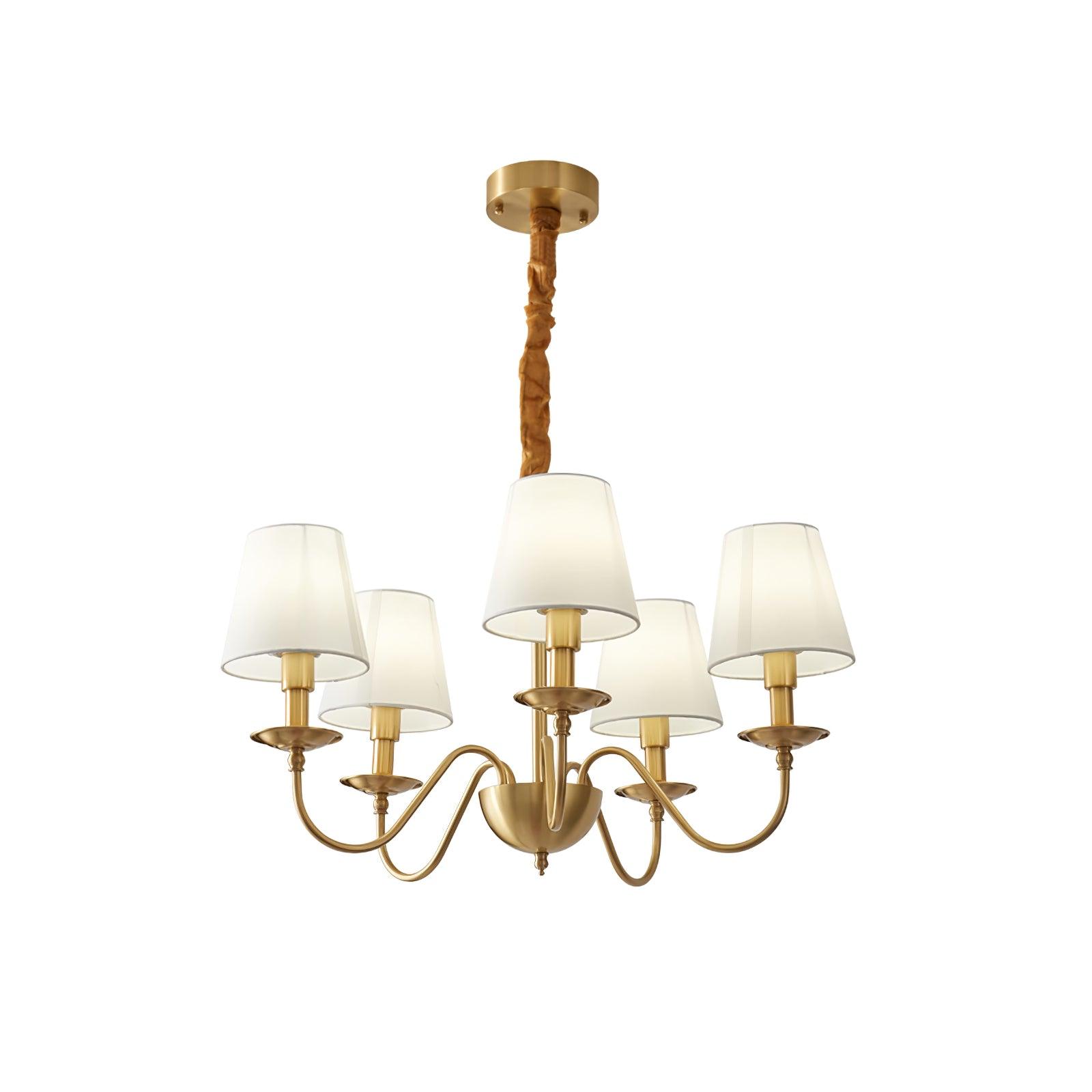 Auruora Chandelier Brass Fabric Shade Classic
