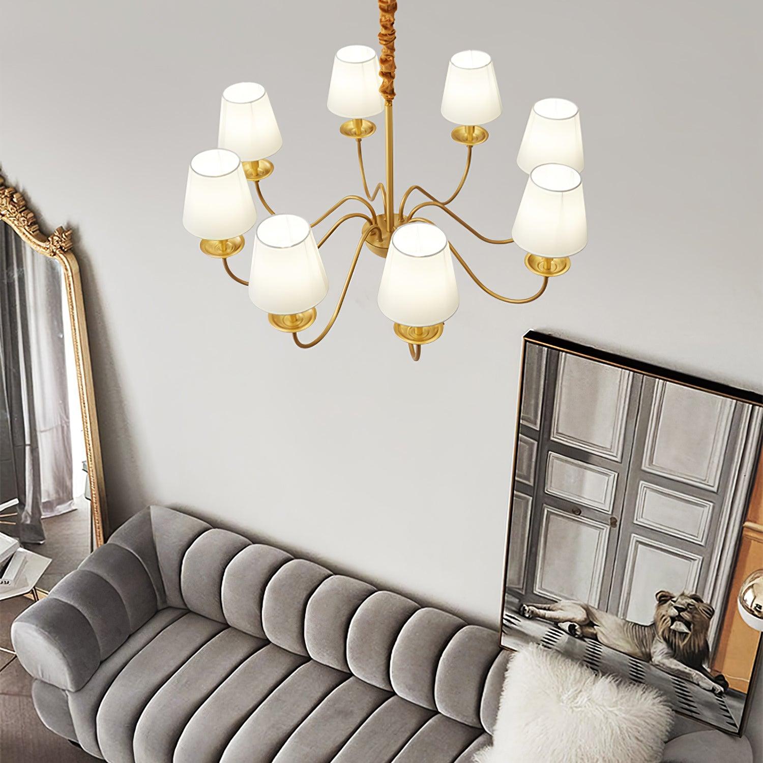 Auruora Chandelier Brass Fabric Shade Classic