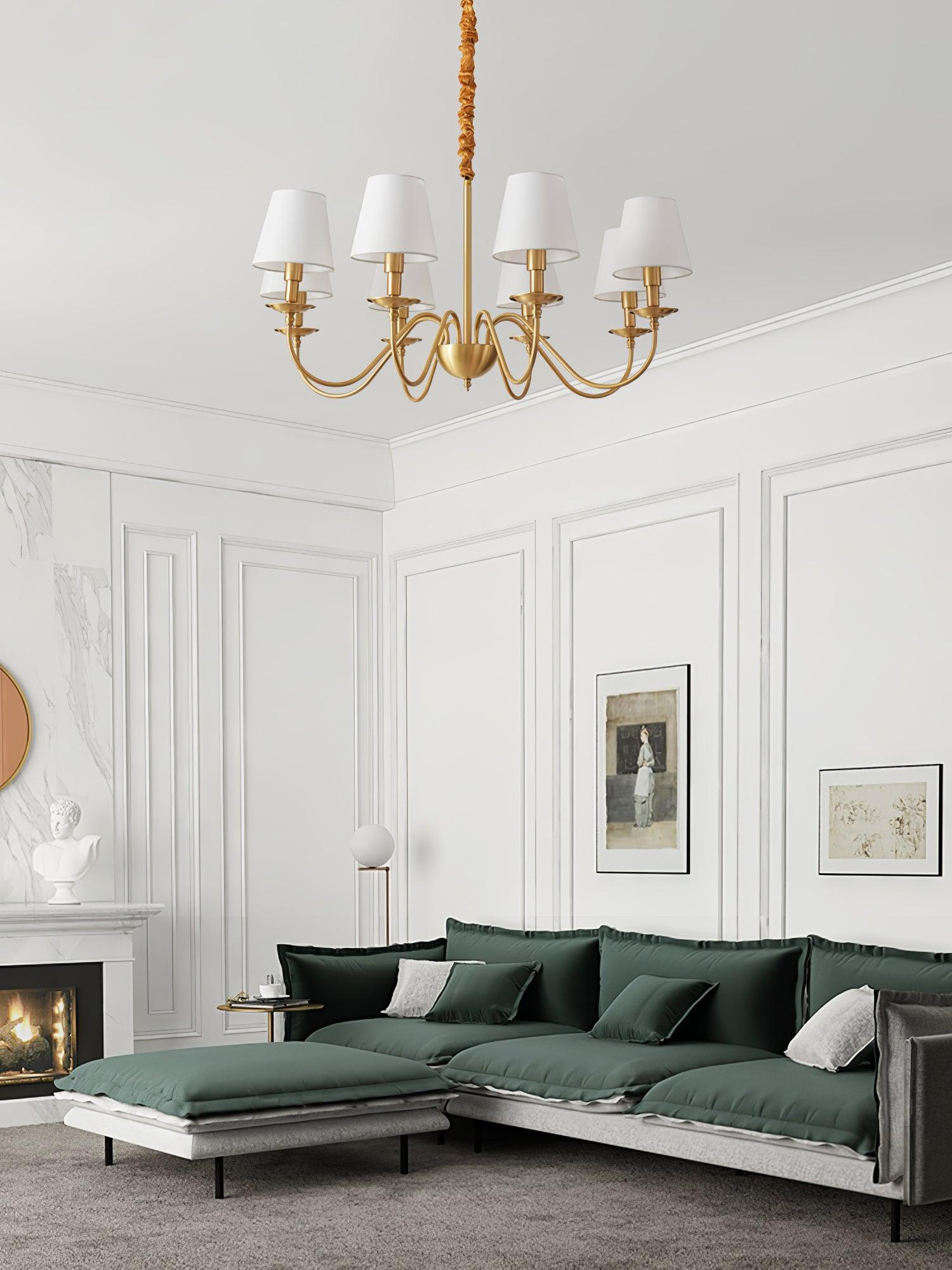 Auruora Chandelier Brass Fabric Shade Classic