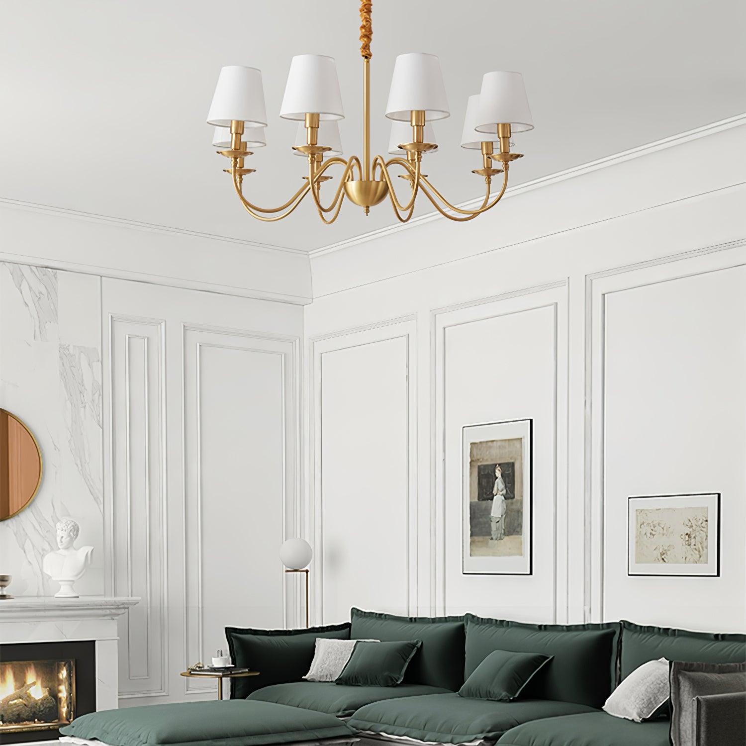 Auruora Chandelier Brass Fabric Shade Classic