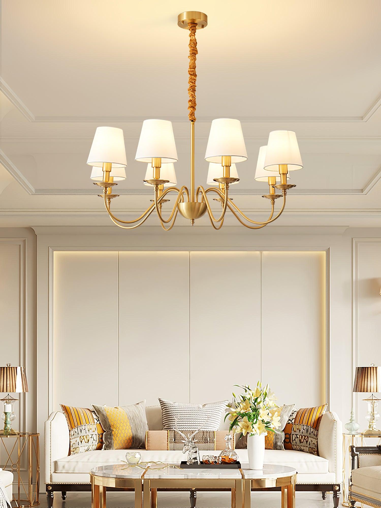 Auruora Chandelier Brass Fabric Shade Classic