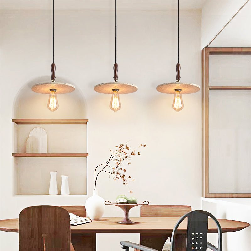 Pylg Yellow Travertine Disc Pendant Light