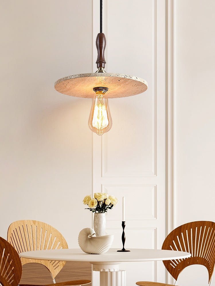 Pylg Yellow Travertine Disc Pendant Light