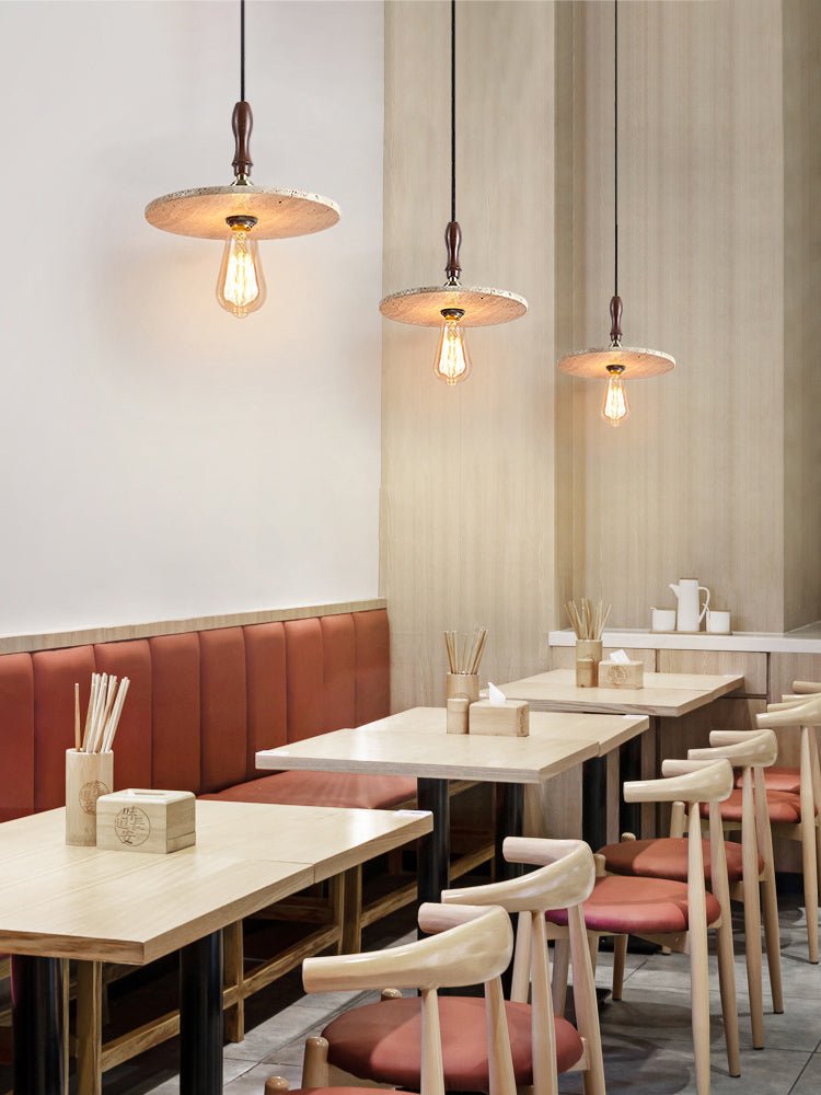 Pylg Yellow Travertine Disc Pendant Light