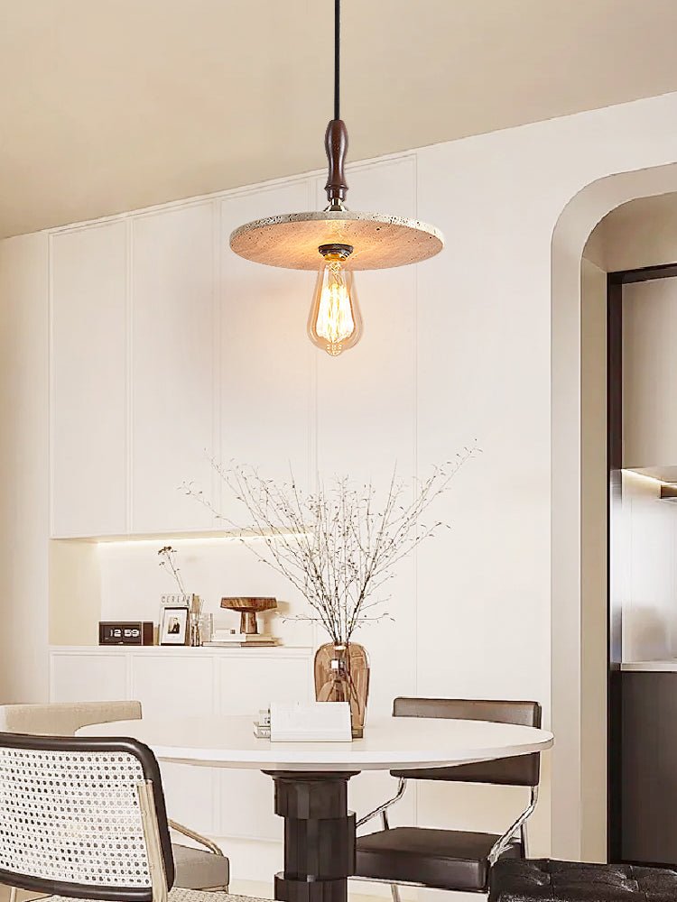 Pylg Yellow Travertine Disc Pendant Light