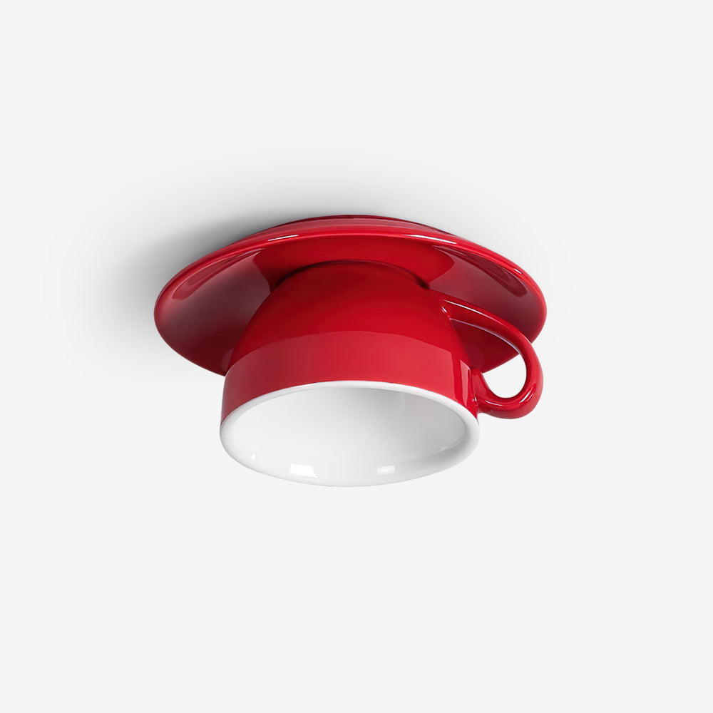 Teacup Ceiling Lamp Red Ceramics - Neutral Decor