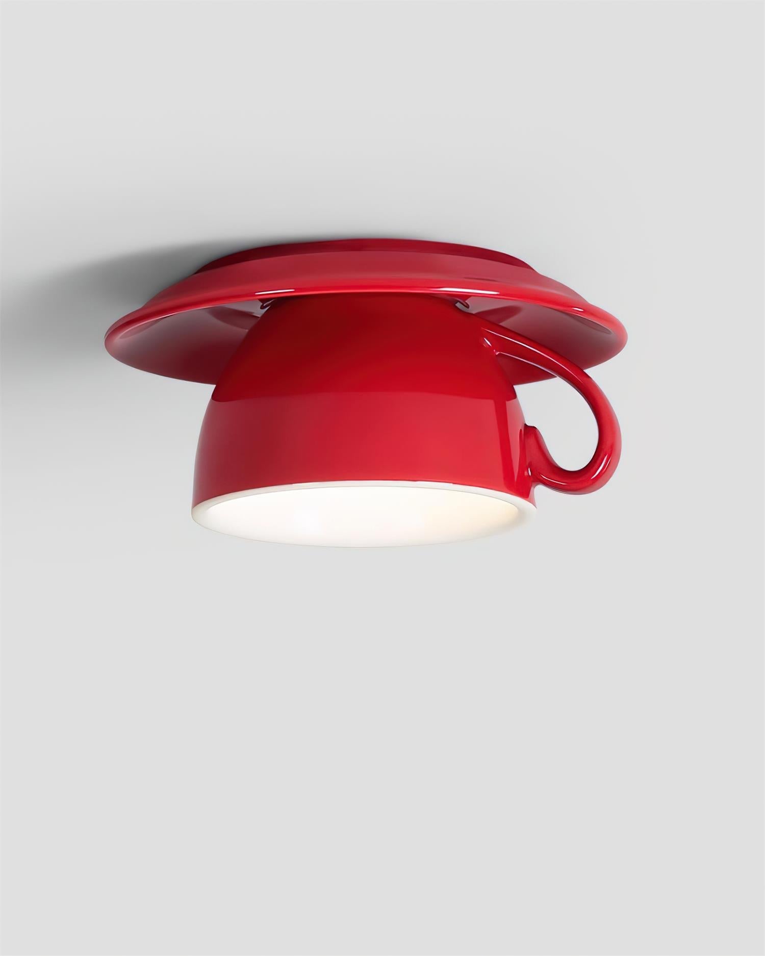 Teacup Ceiling Lamp Red Ceramics - Neutral Decor