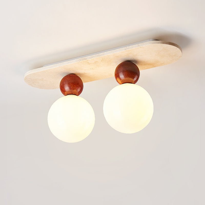 Vera Spherical Yellow Travertine Ceiling Lamp