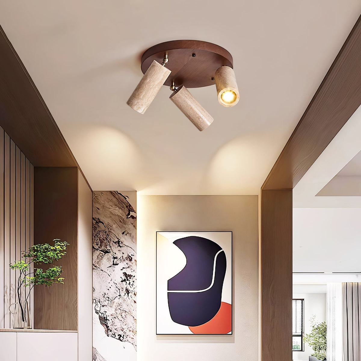 Zevenion Multi-Arm Travertine Ceiling Light