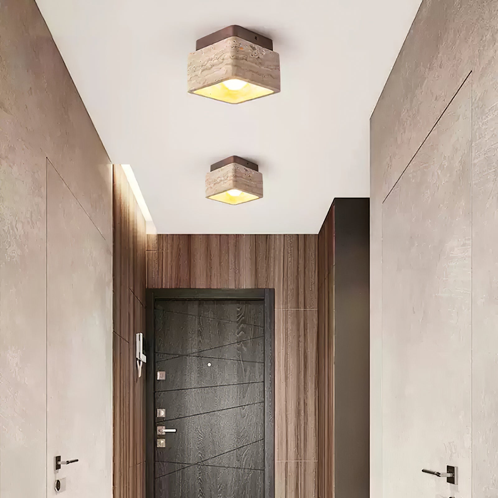 Alaearis Textured Travertine Ceiling Light - Neutral Decor