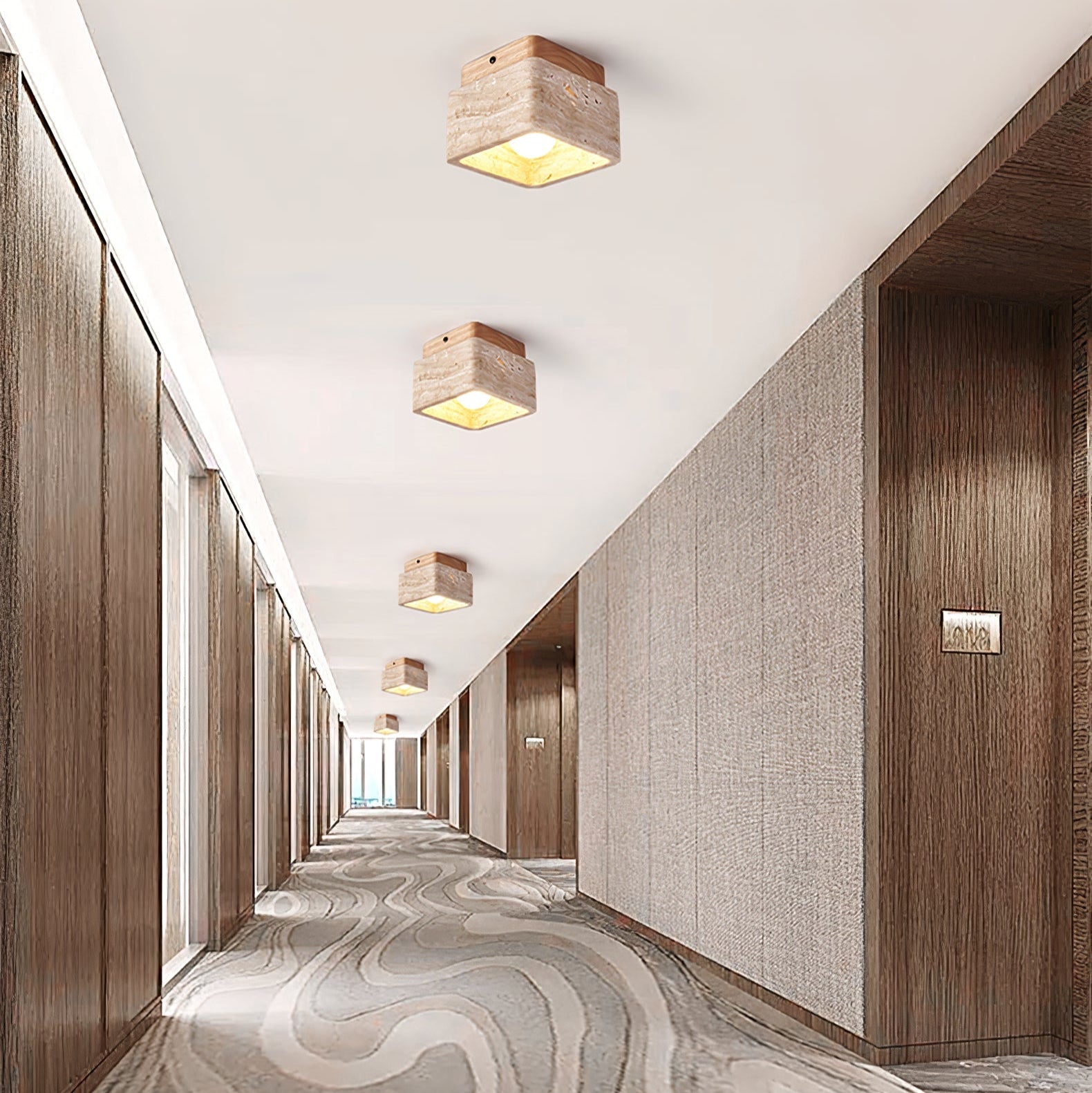 Alaearis Textured Travertine Ceiling Light - Neutral Decor