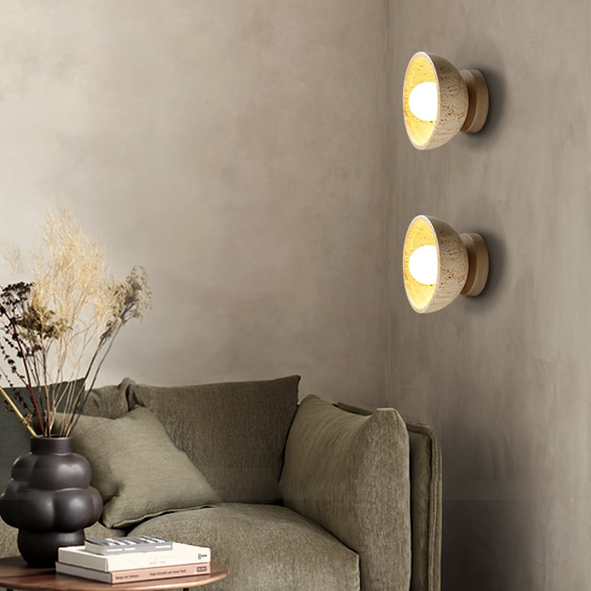 Nalen Half-Dome Travertine Wall Light