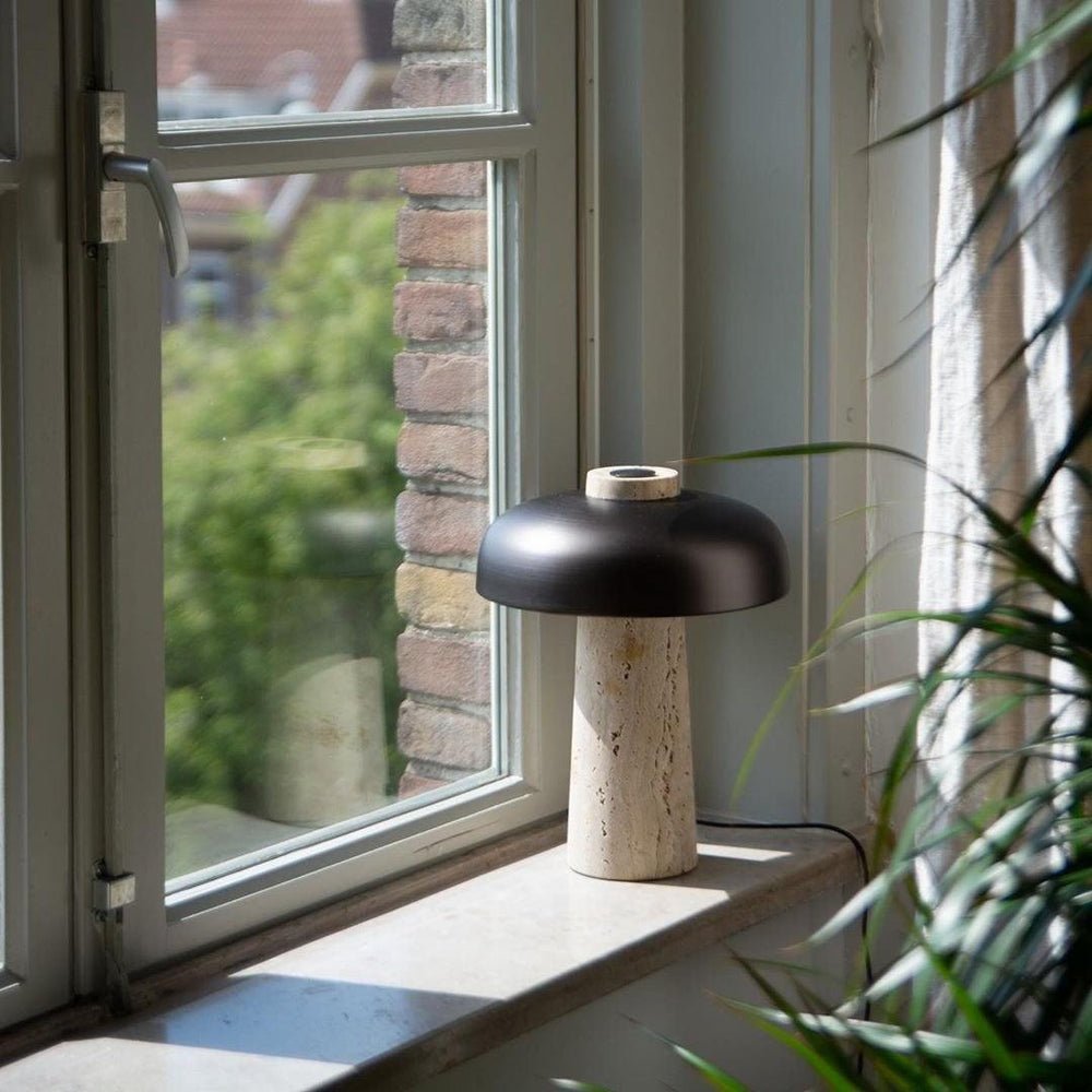 Tavivira Mushroom Form Travertine Table Lamp
