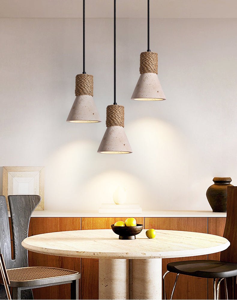 Taverette Vintage Yellow Travertine Rope Pendant Light