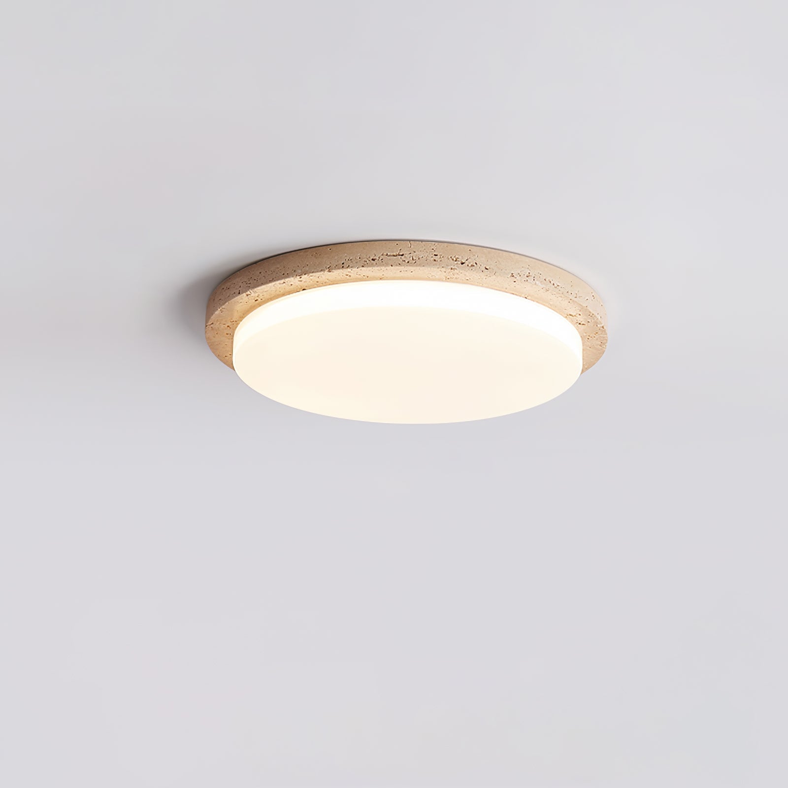 Tavisella Smooth-Rim Travertine Ceiling Light