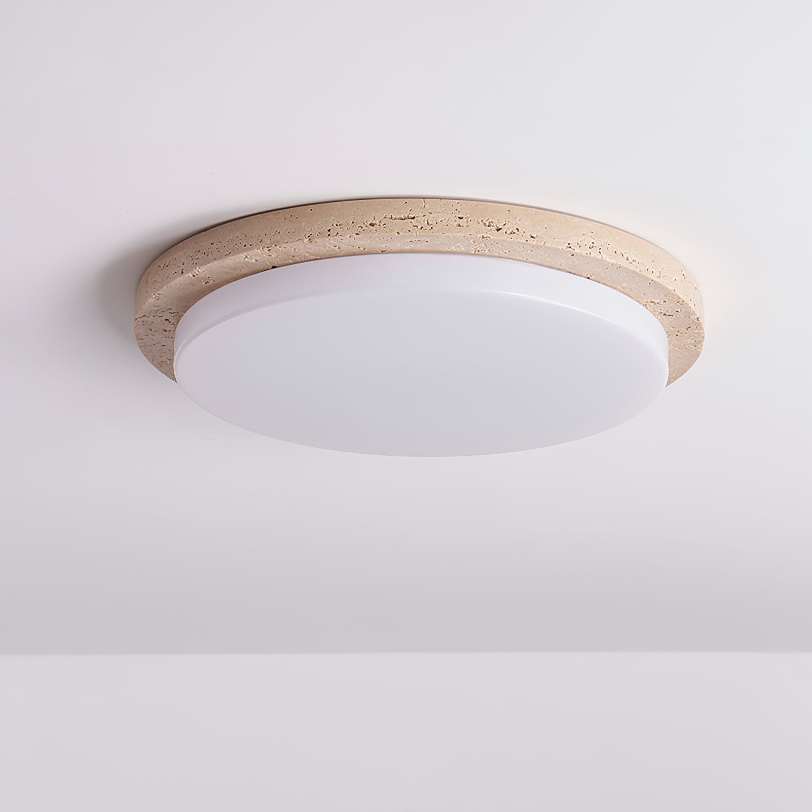 Tavisella Smooth-Rim Travertine Ceiling Light