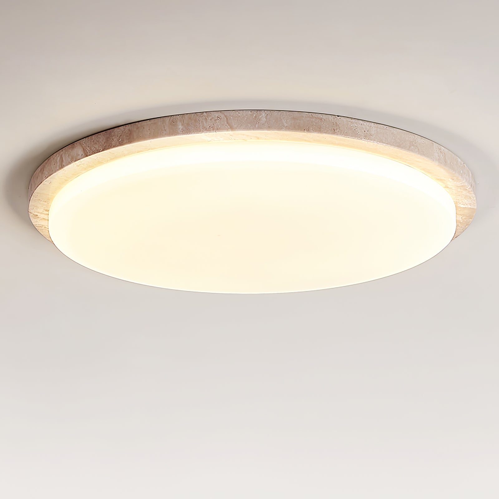 Tavisella Smooth-Rim Travertine Ceiling Light