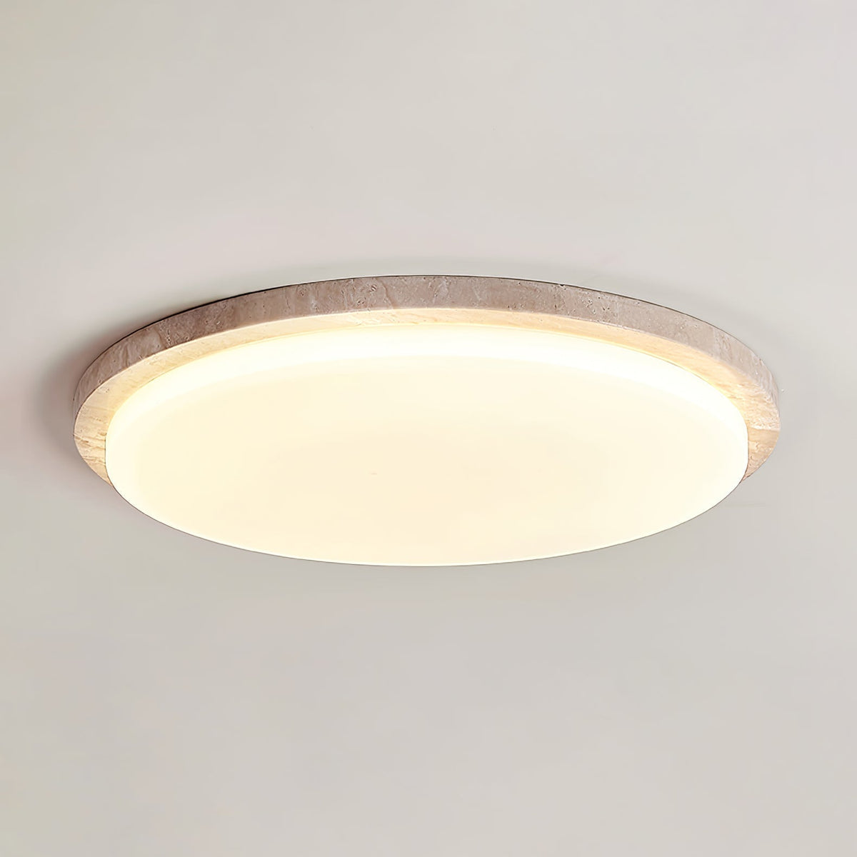 Tavisella Smooth-Rim Travertine Ceiling Light