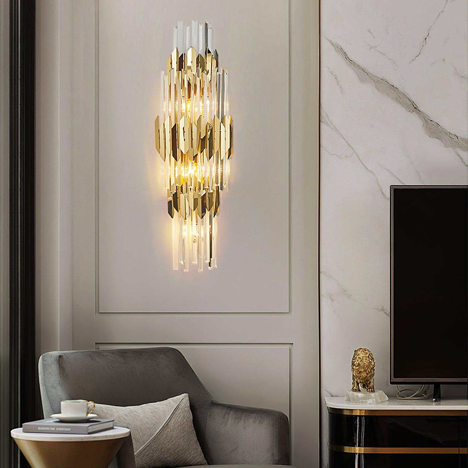 Elyoaria Nordic Art Three Layer Crystal Wall Light