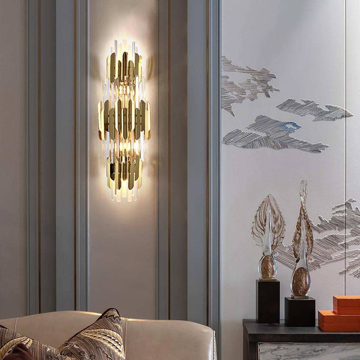 Elyoaria Nordic Art Three Layer Crystal Wall Light