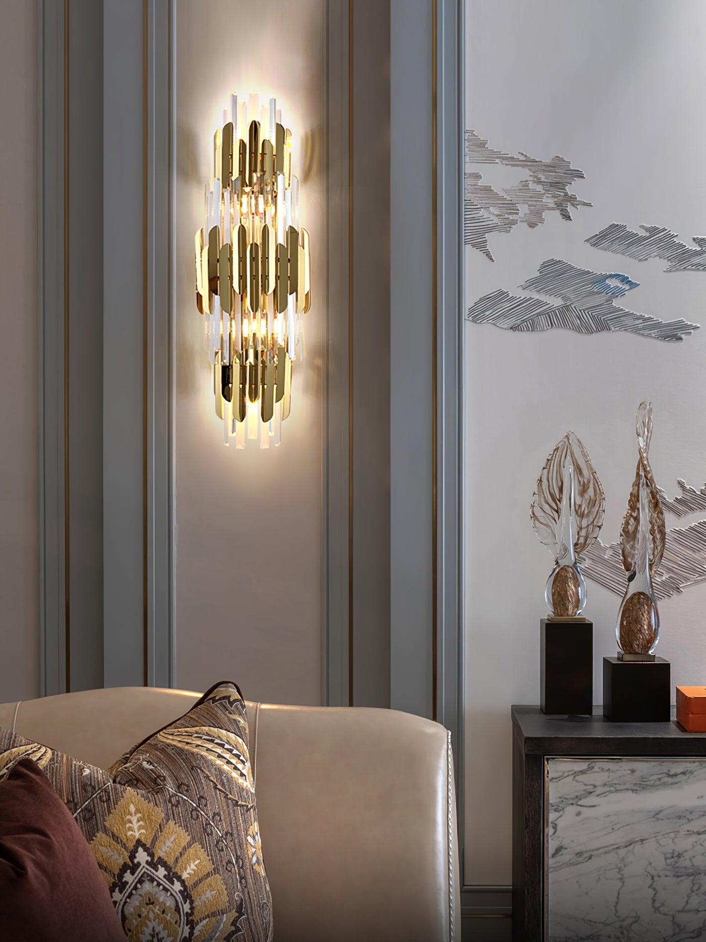 Elyoaria Nordic Art Three Layer Crystal Wall Light