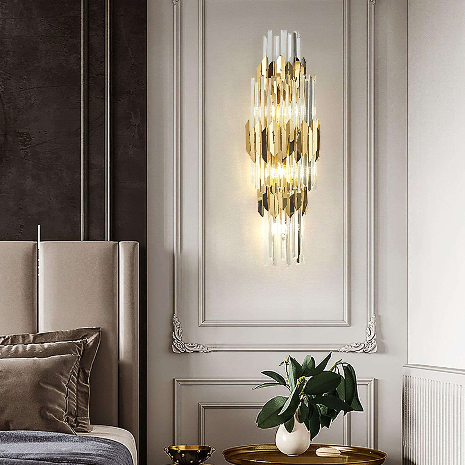 Elyoaria Nordic Art Three Layer Crystal Wall Light