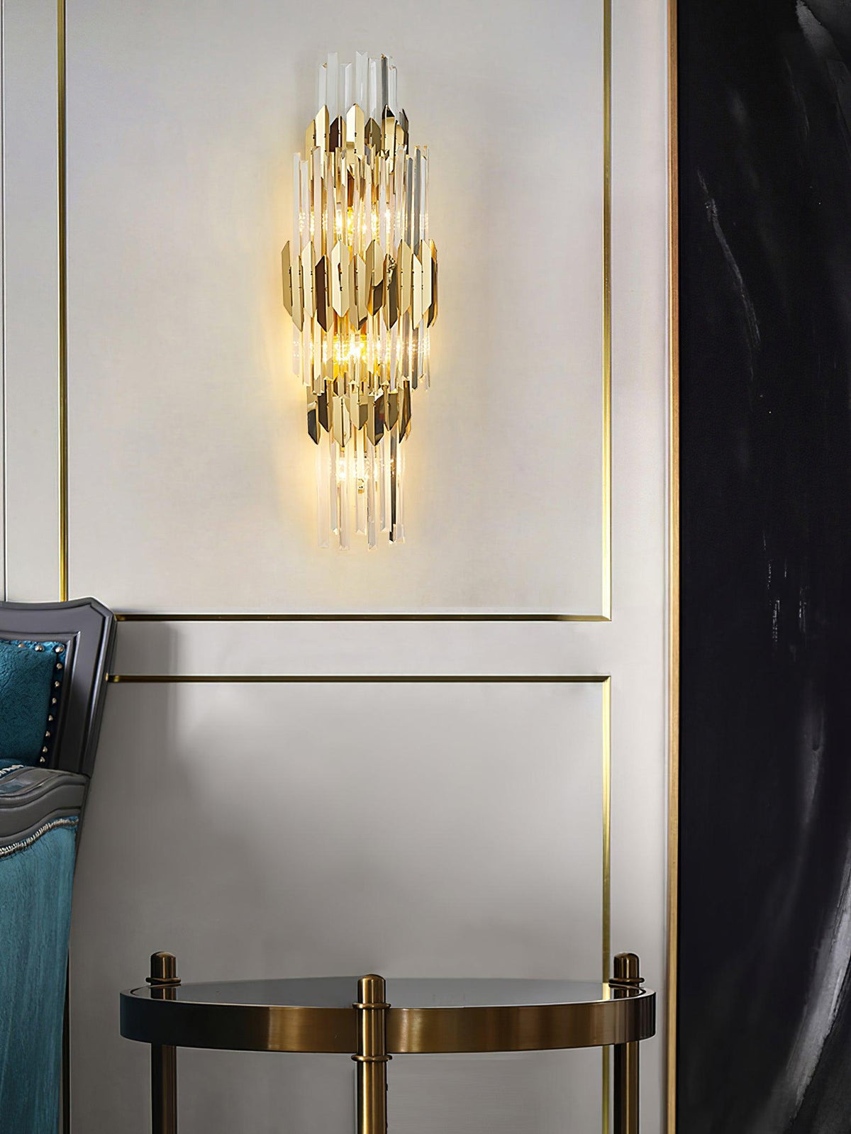 Elyoaria Nordic Art Three Layer Crystal Wall Light