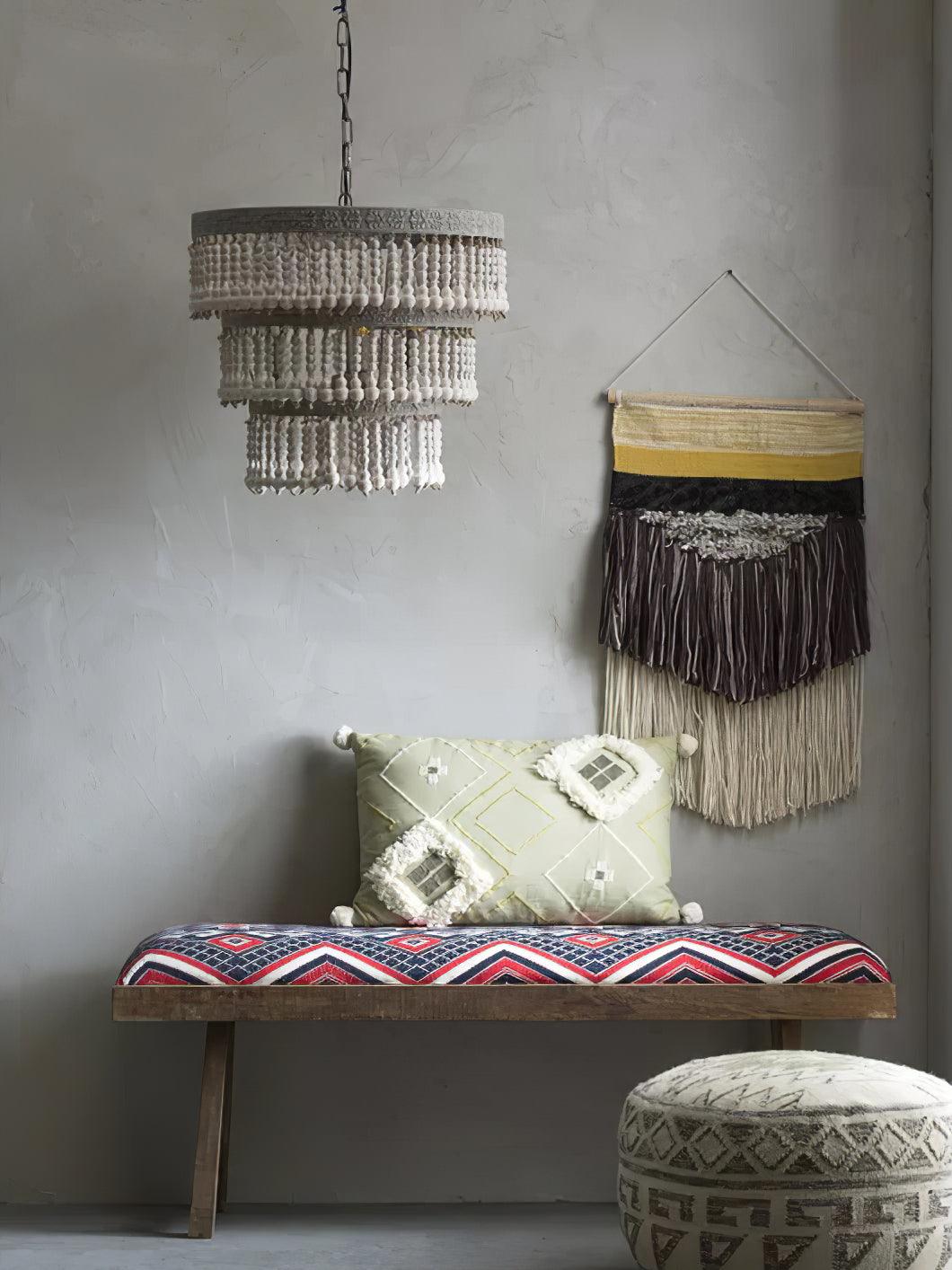 Aldaneon Chandelier Three Tiered Wood Beaded