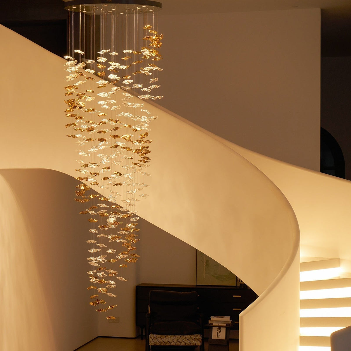 Nephele Crystal Leaf Chandelier
