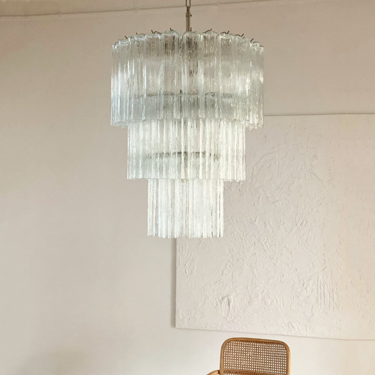Lioroiel Chandelier Tiered Murano Glass Tube Waterfall Luxury