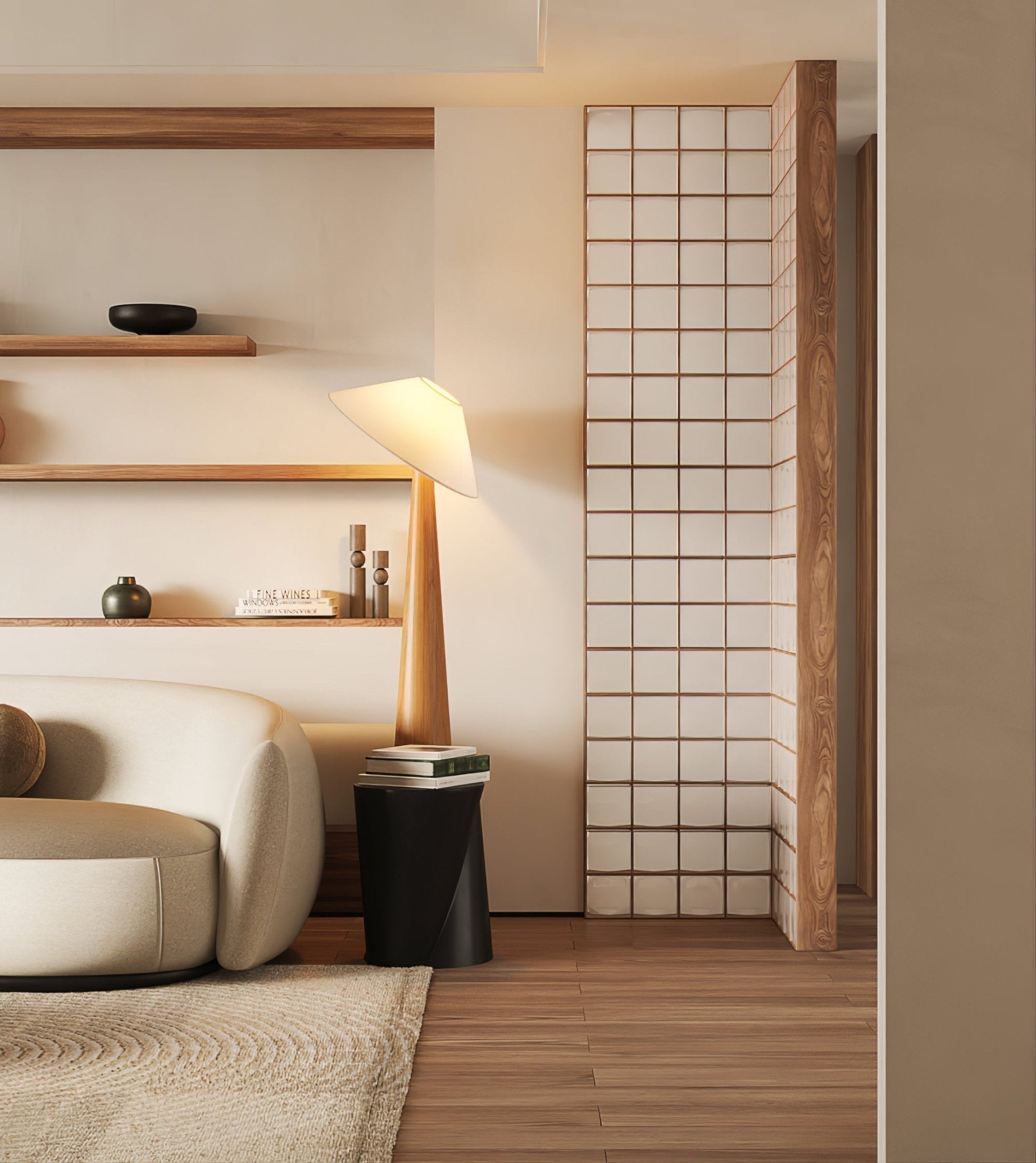 Apex Wooden Tapered Floor Lamp