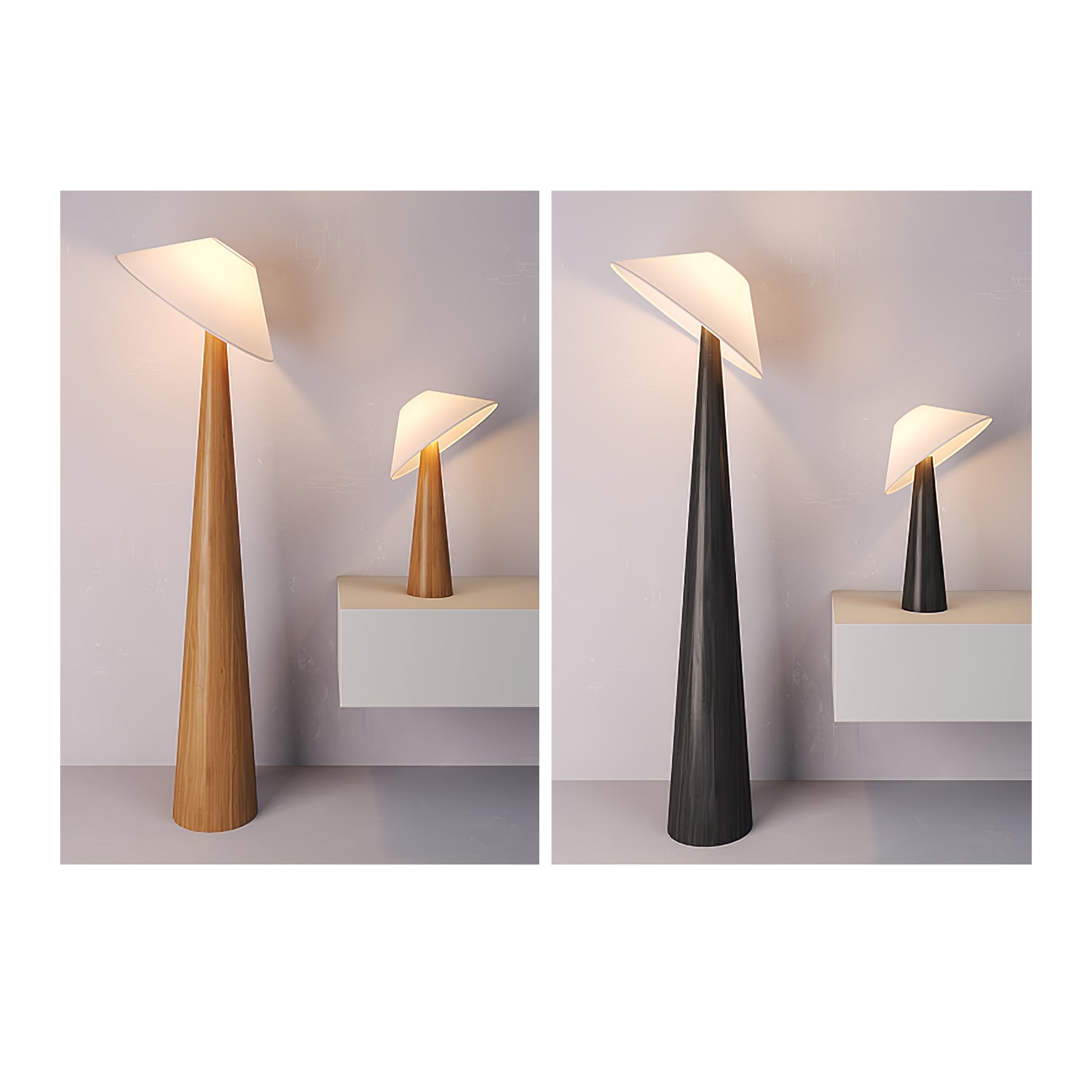 Apex Wooden Tapered Floor Lamp