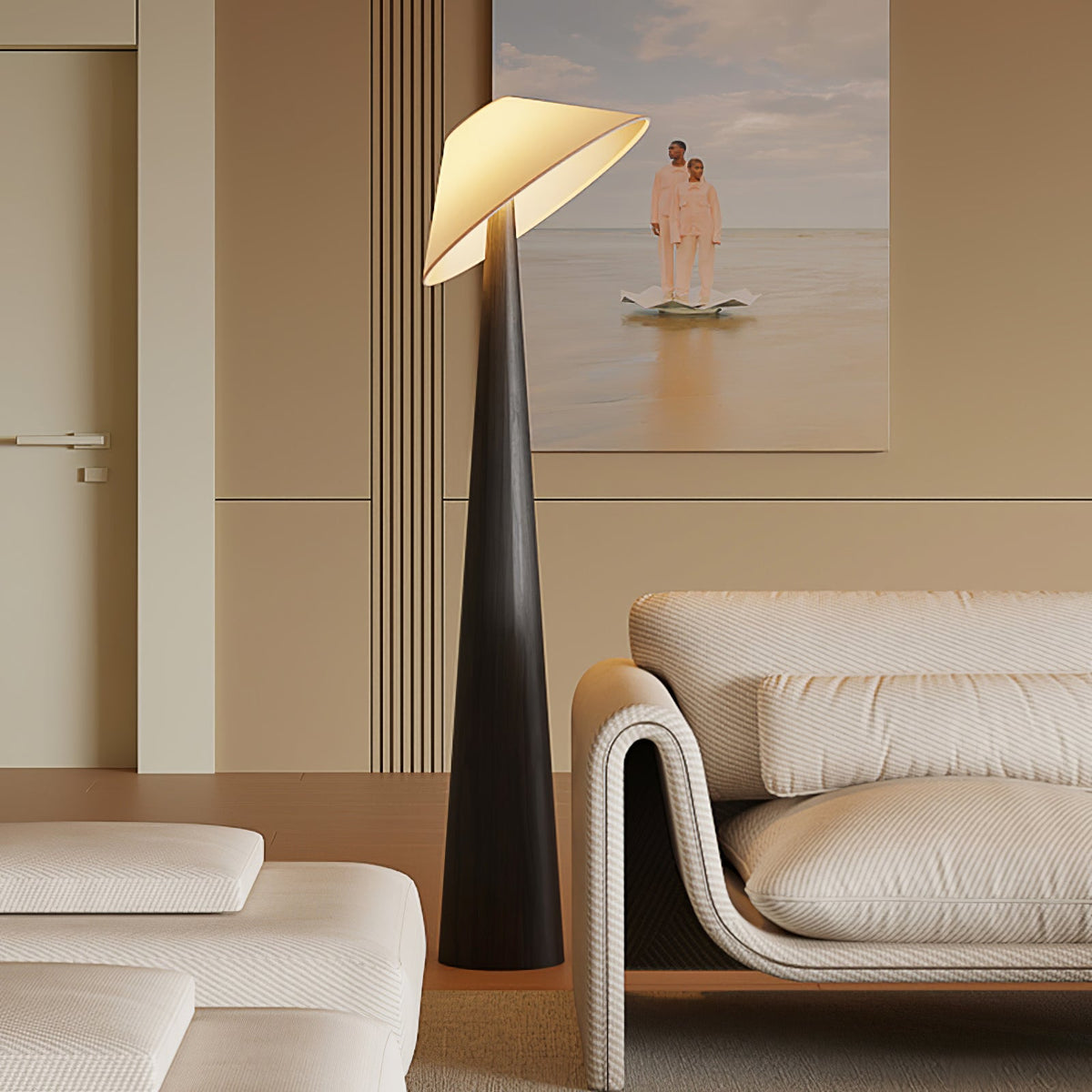 Apex Wooden Tapered Floor Lamp