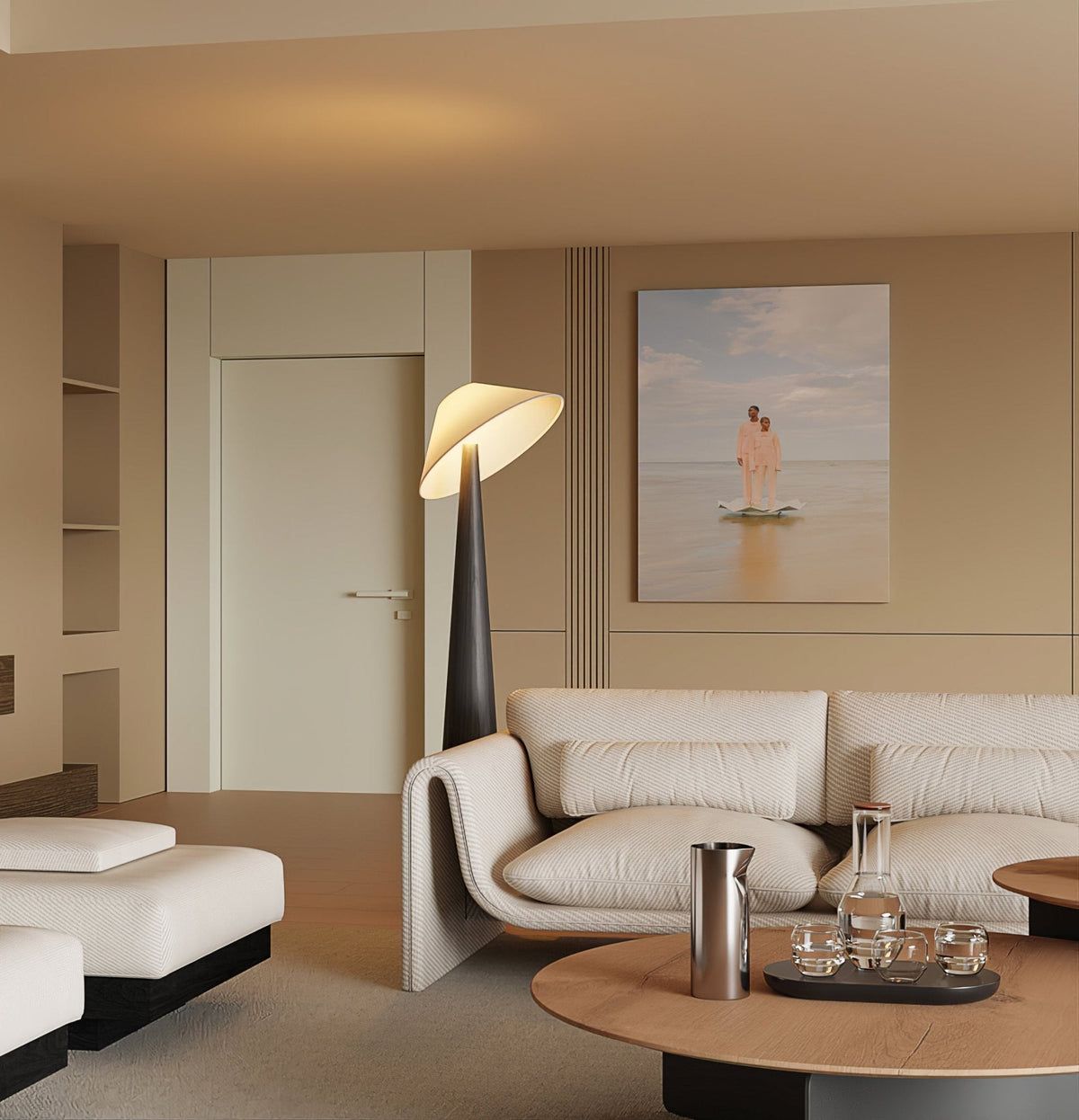 Apex Wooden Tapered Floor Lamp