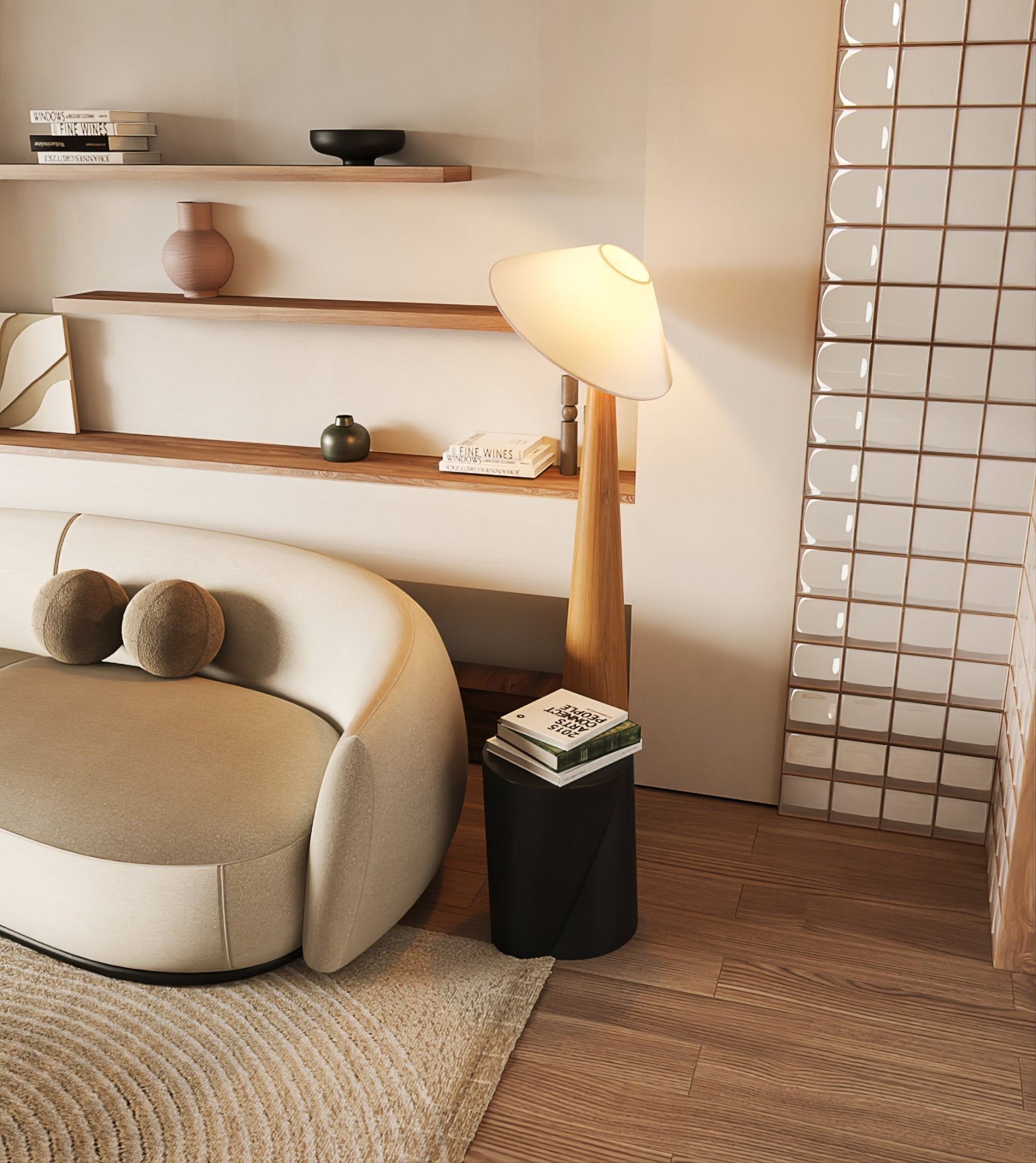 Apex Wooden Tapered Floor Lamp