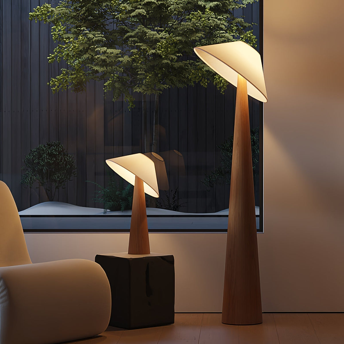 Apex Wooden Tapered Floor Lamp