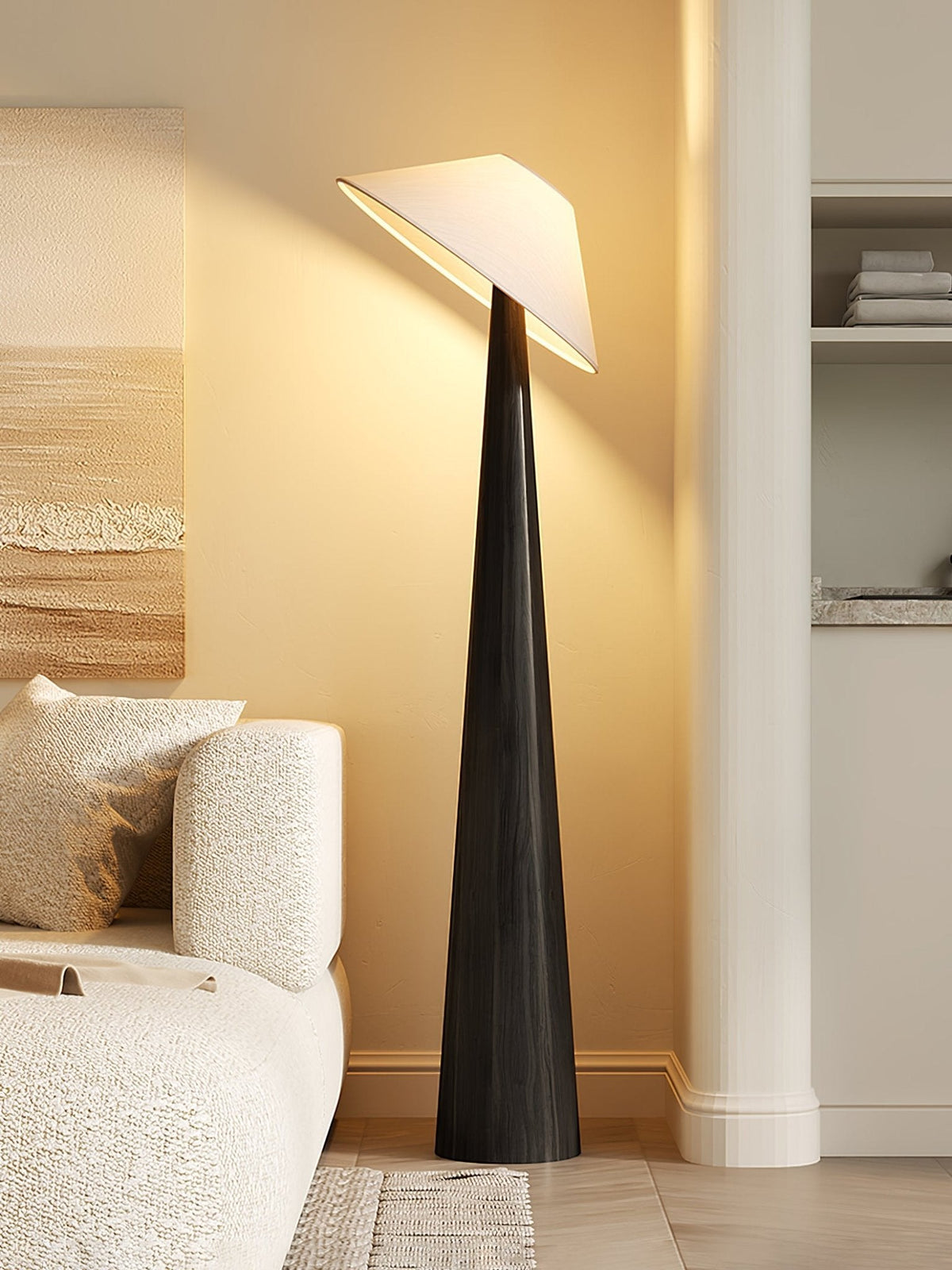Apex Wooden Tapered Floor Lamp