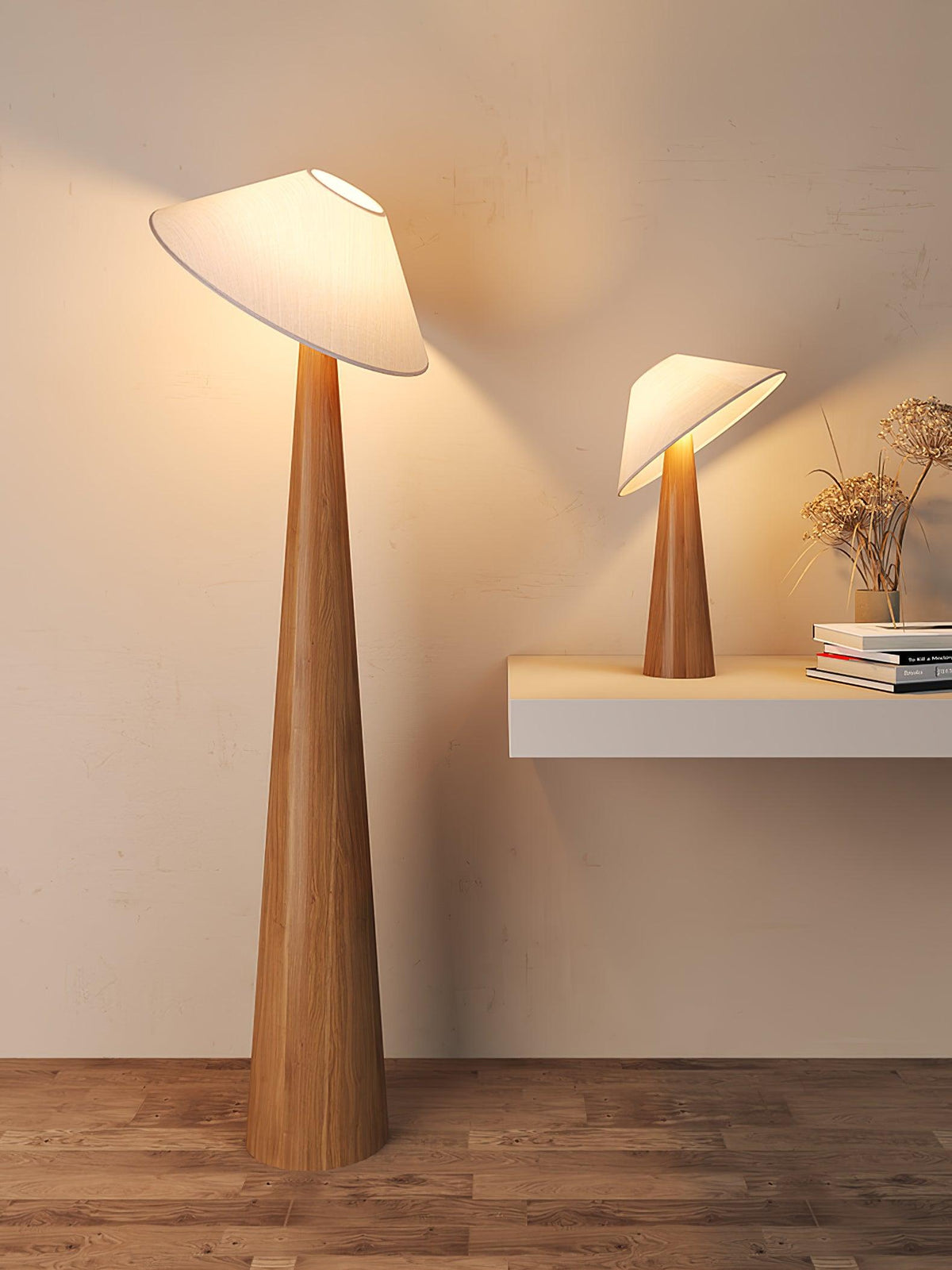 Apex Wooden Tapered Floor Lamp