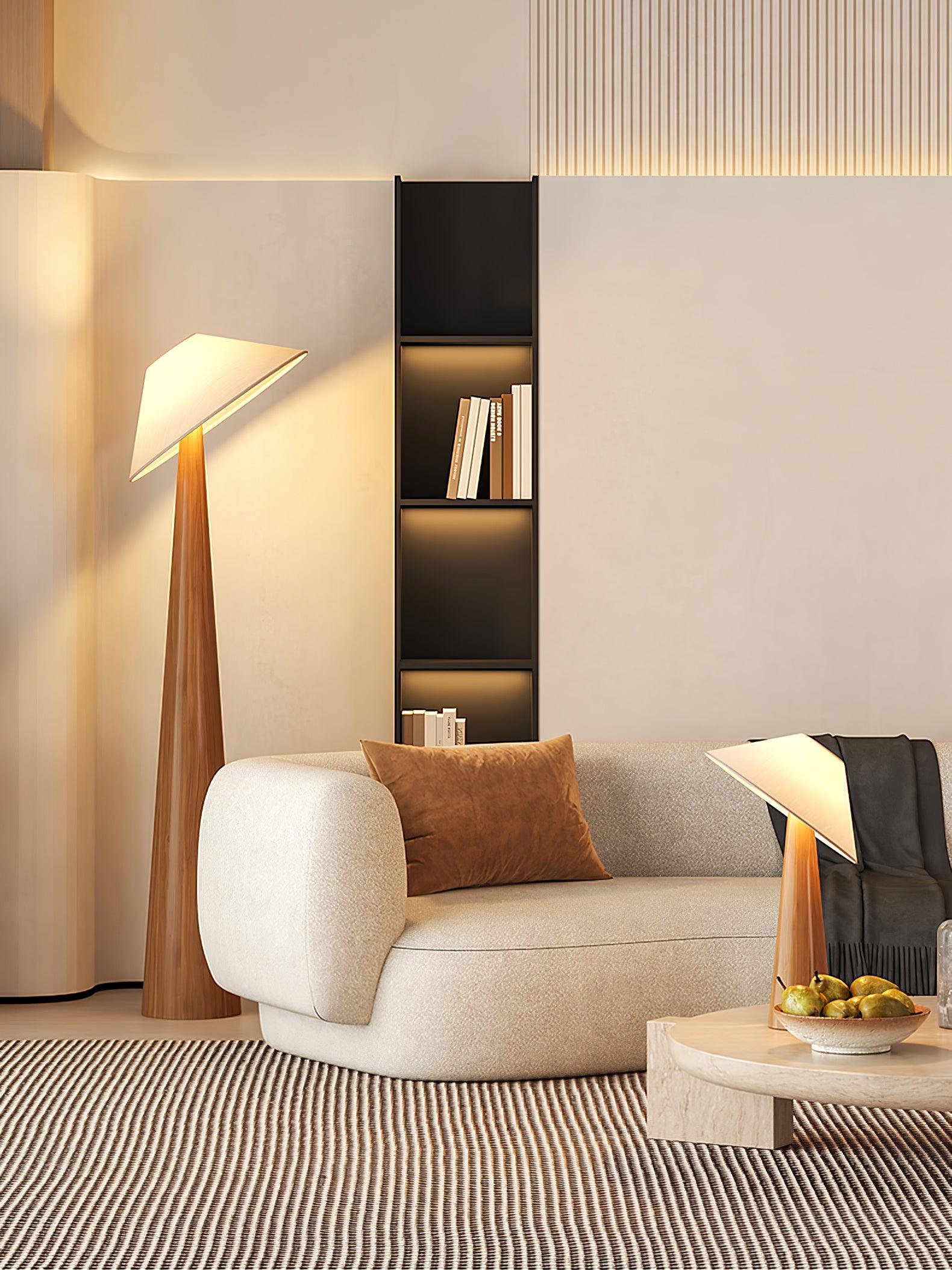 Apex Wooden Tapered Floor Lamp