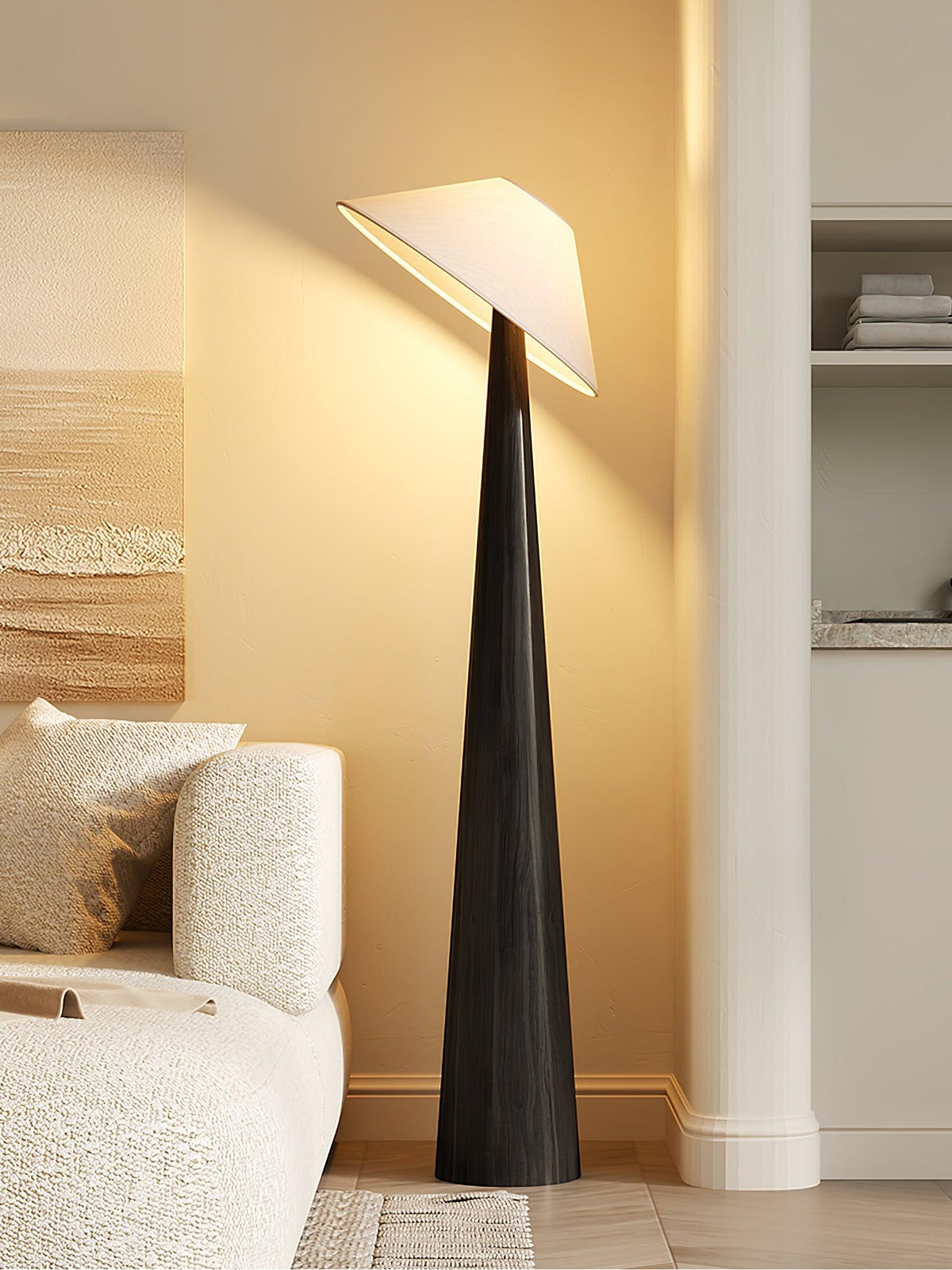 Apex Wooden Tapered Floor Lamp