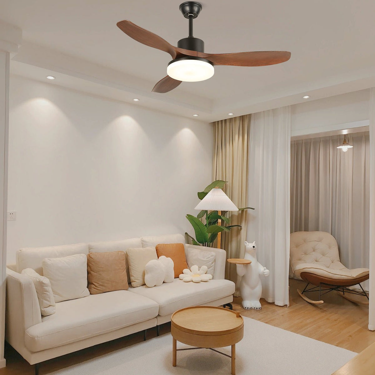 Darian Minimalist Wood Ceiling Fan Light