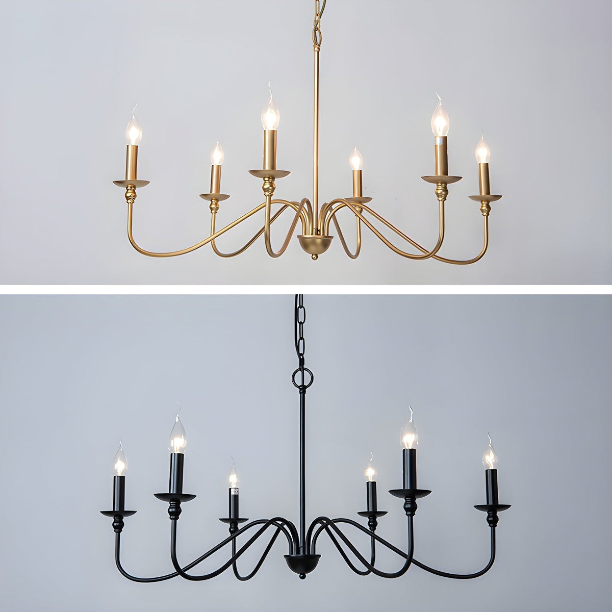 Orielissa Chandelier Gold Candle Curved Arms