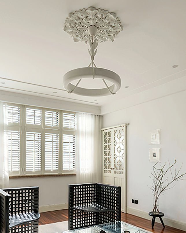 Eixor Chandelier Plaster White Floral Shape Minimalist