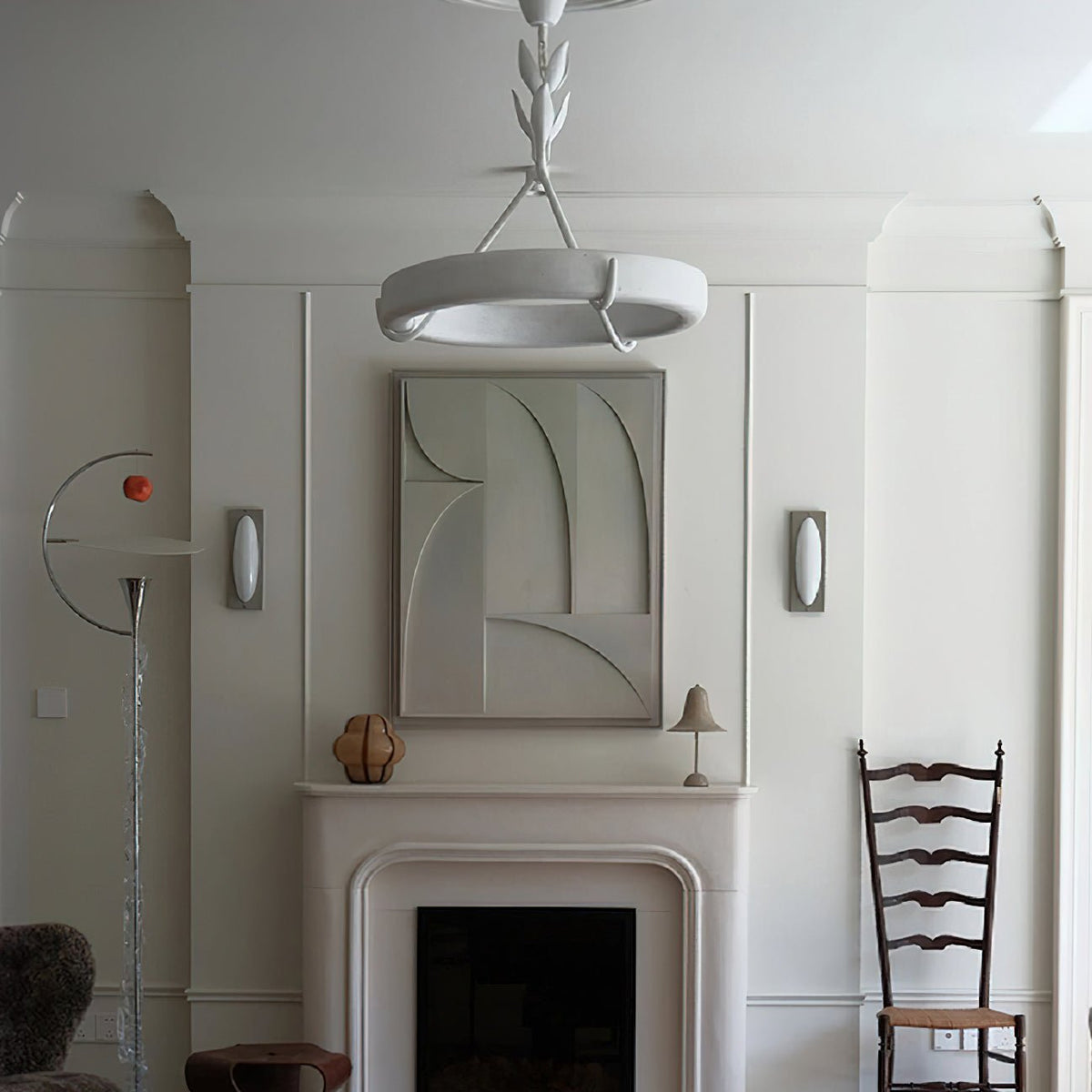Eixor Chandelier Plaster White Floral Shape Minimalist