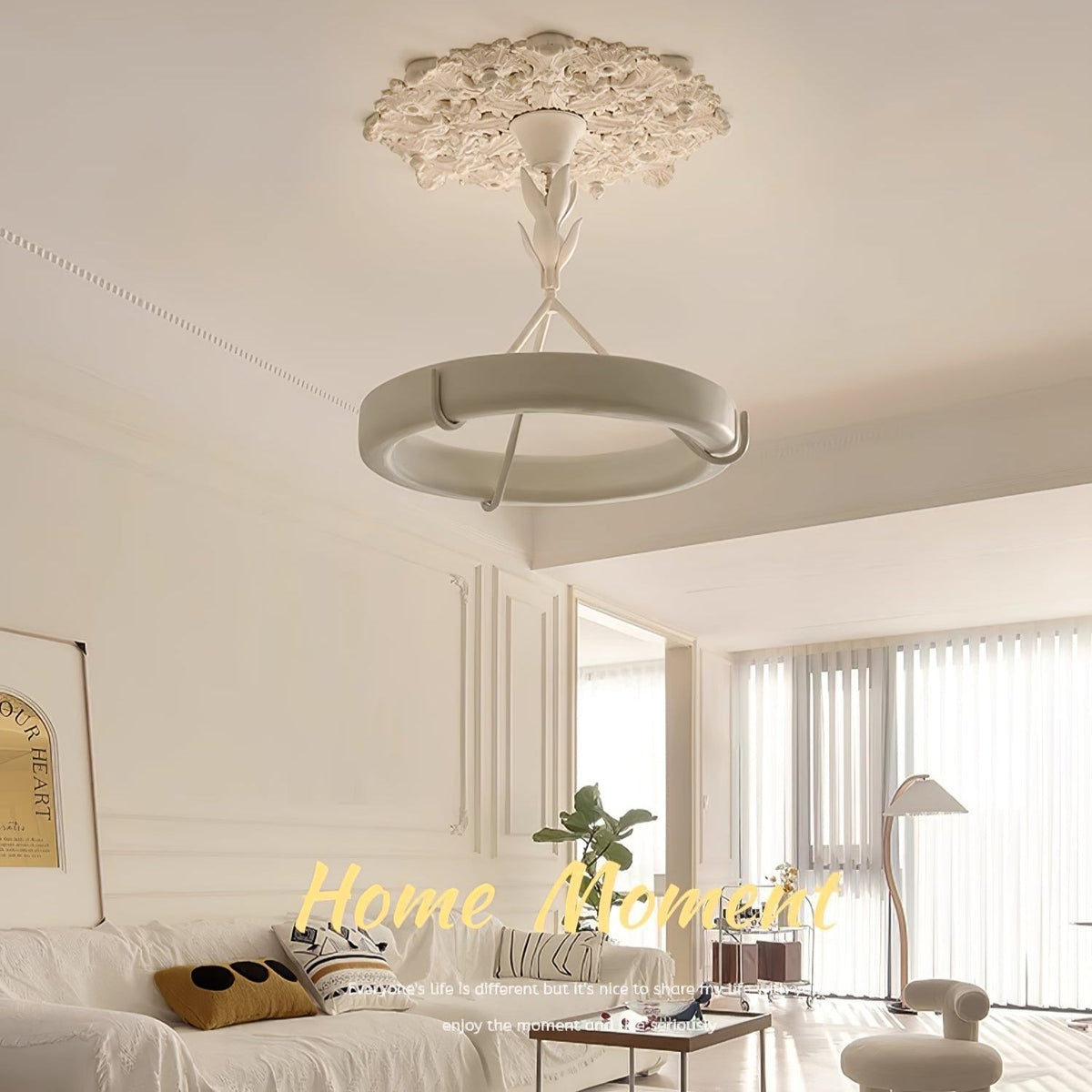 Eixor Chandelier Plaster White Floral Shape Minimalist