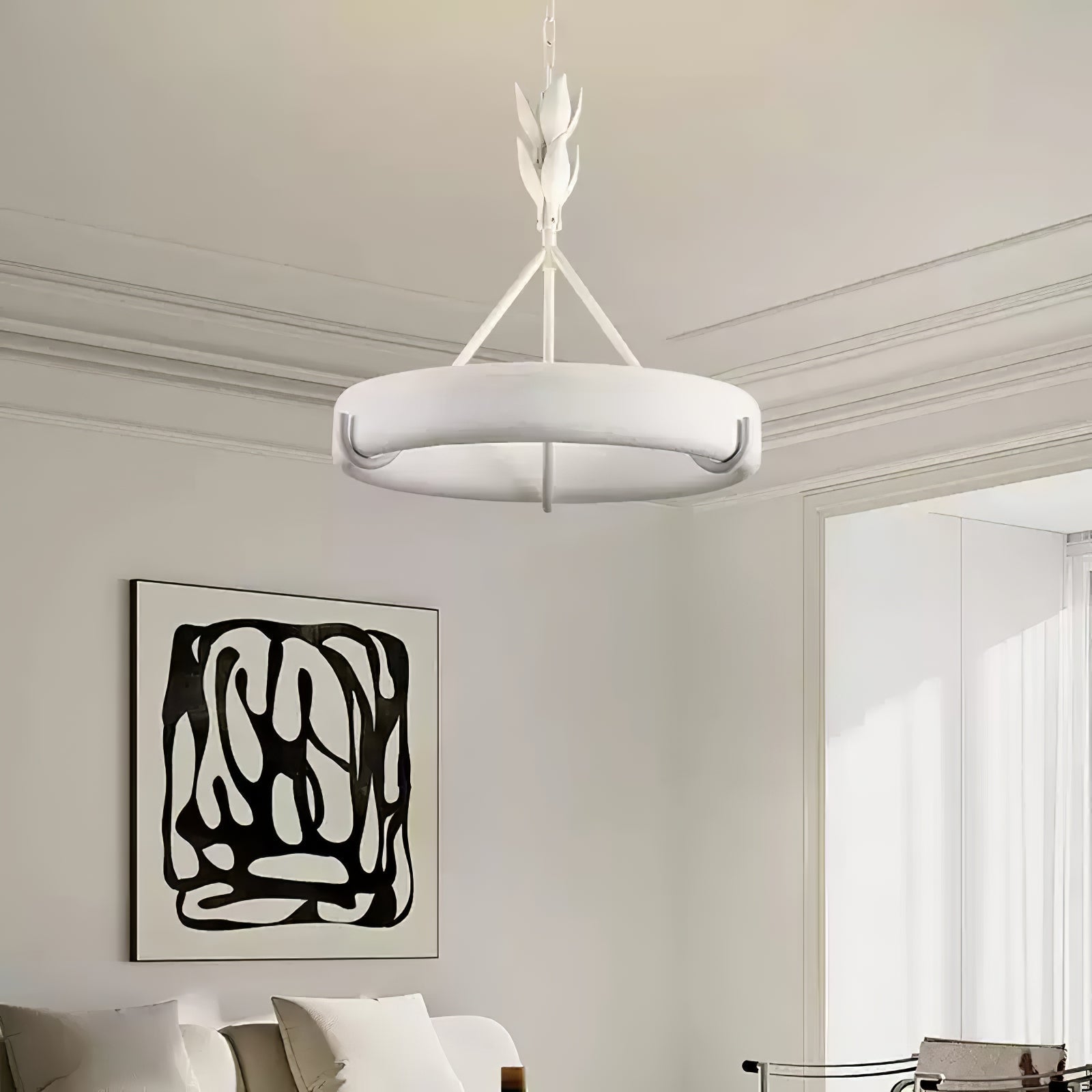 Eixor Chandelier Plaster White Floral Shape Minimalist