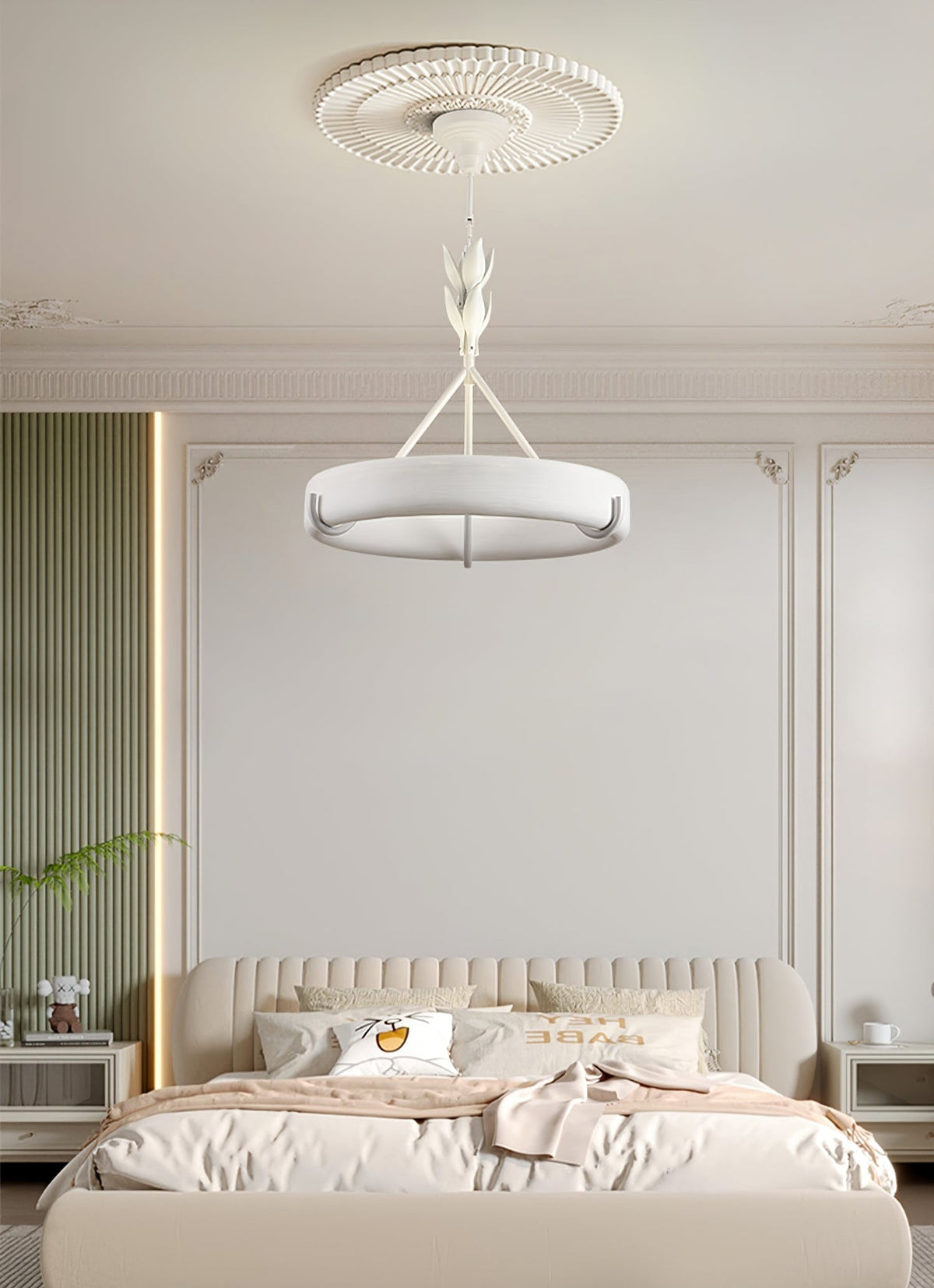 Eixor Chandelier Plaster White Floral Shape Minimalist