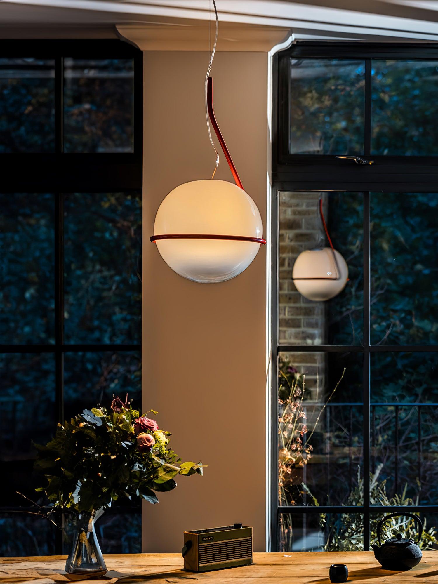 Circular Minimalist Glass Pendant Lamp - Neutral Decor